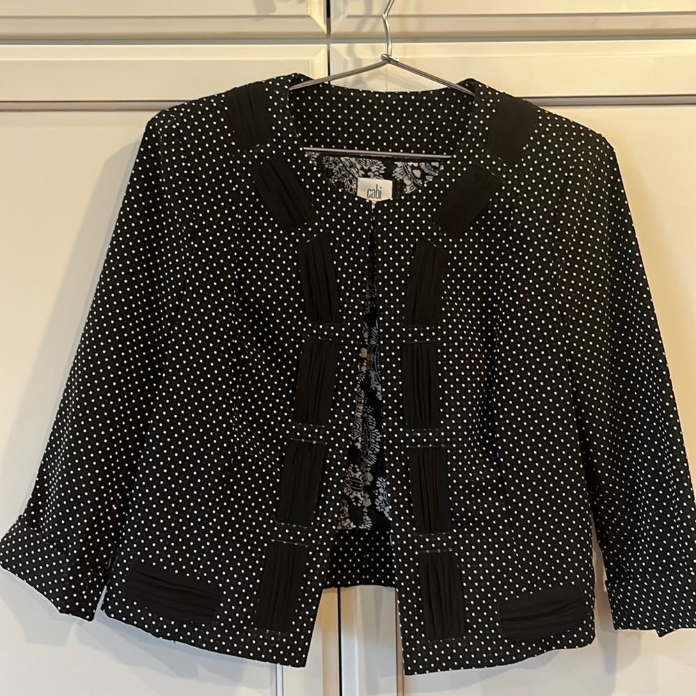 CABI Seaside Chic Dot Jacket Black & White Cropped Blazer #5156 Size 8